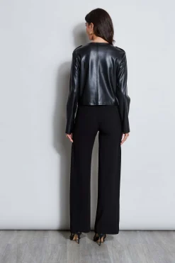 Elie Tahari Jackets & Blazers|Suiting-Vegan Leather Crest Button Jacket Noir