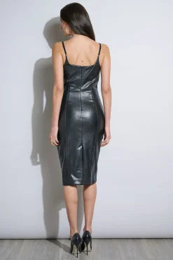 Elie Tahari Dresses & Jumpsuits|Sleeveless Dresses-Vegan Leather Dress NOIR