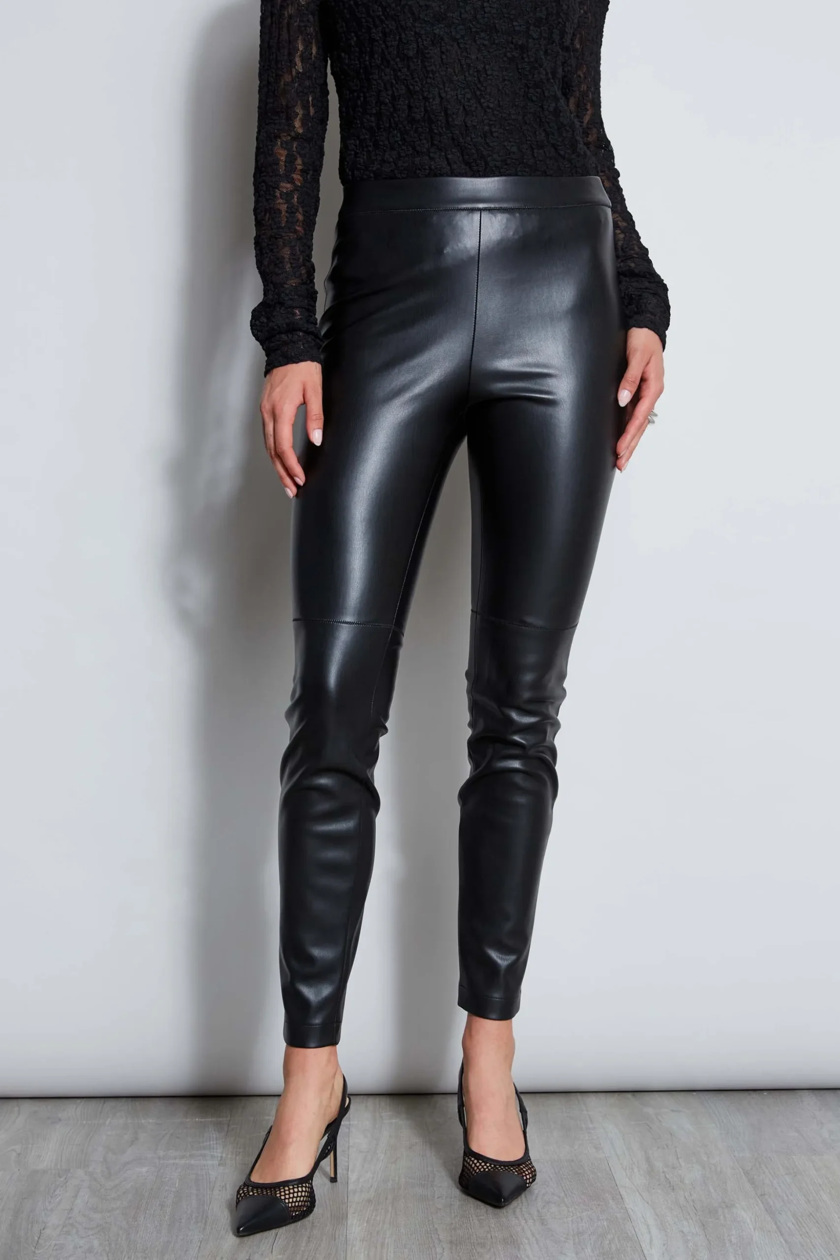 Elie Tahari Bottoms-Vegan Leather Legging BLACK