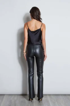 Elie Tahari Bottoms|Suiting-Vegan Leather Seam Pant BLACK