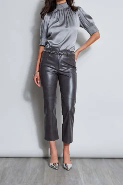 Elie Tahari Bottoms-Vintage Vegan Leather Pant FOGGREY