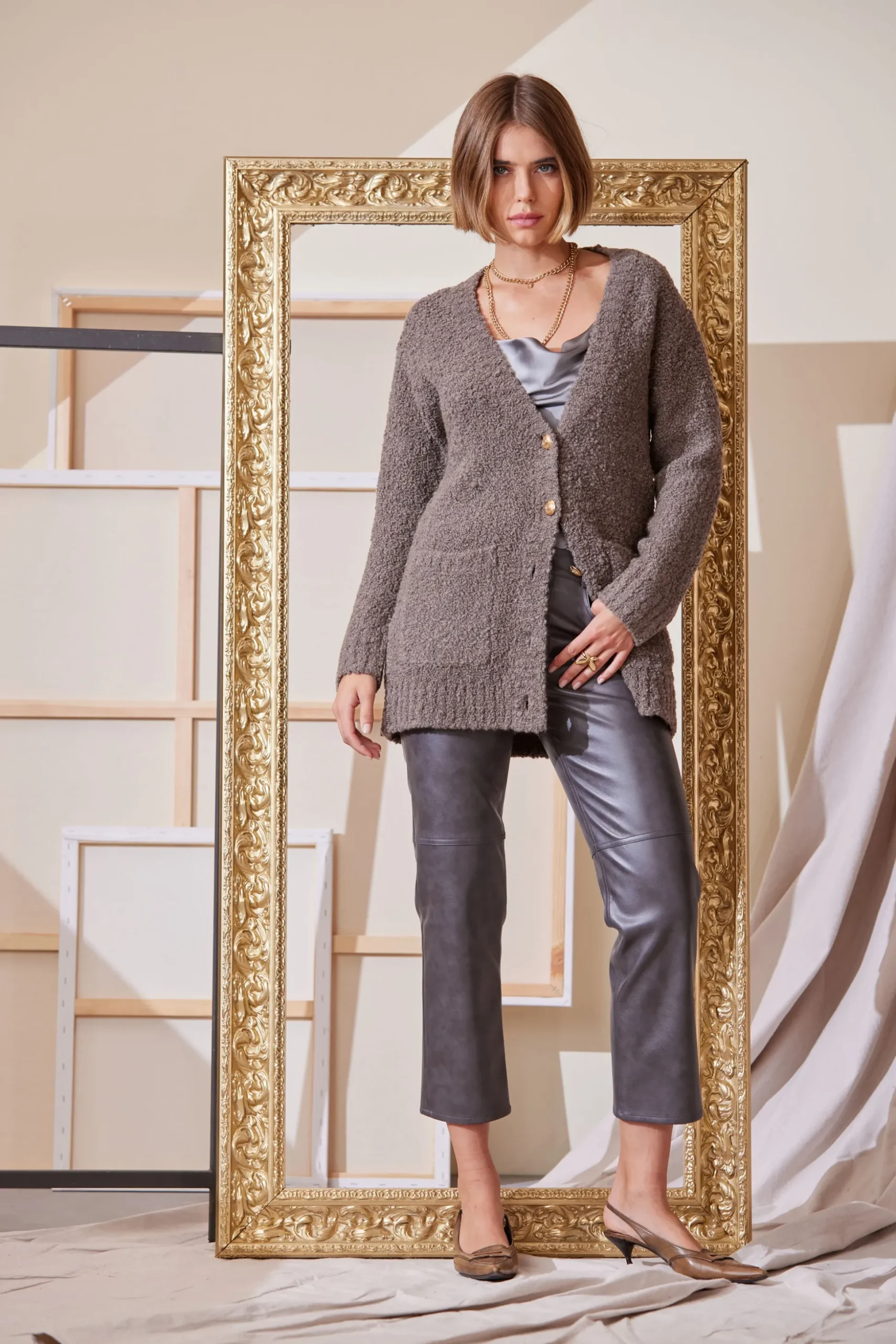 Elie Tahari Bottoms-Vintage Vegan Leather Pant FOGGREY