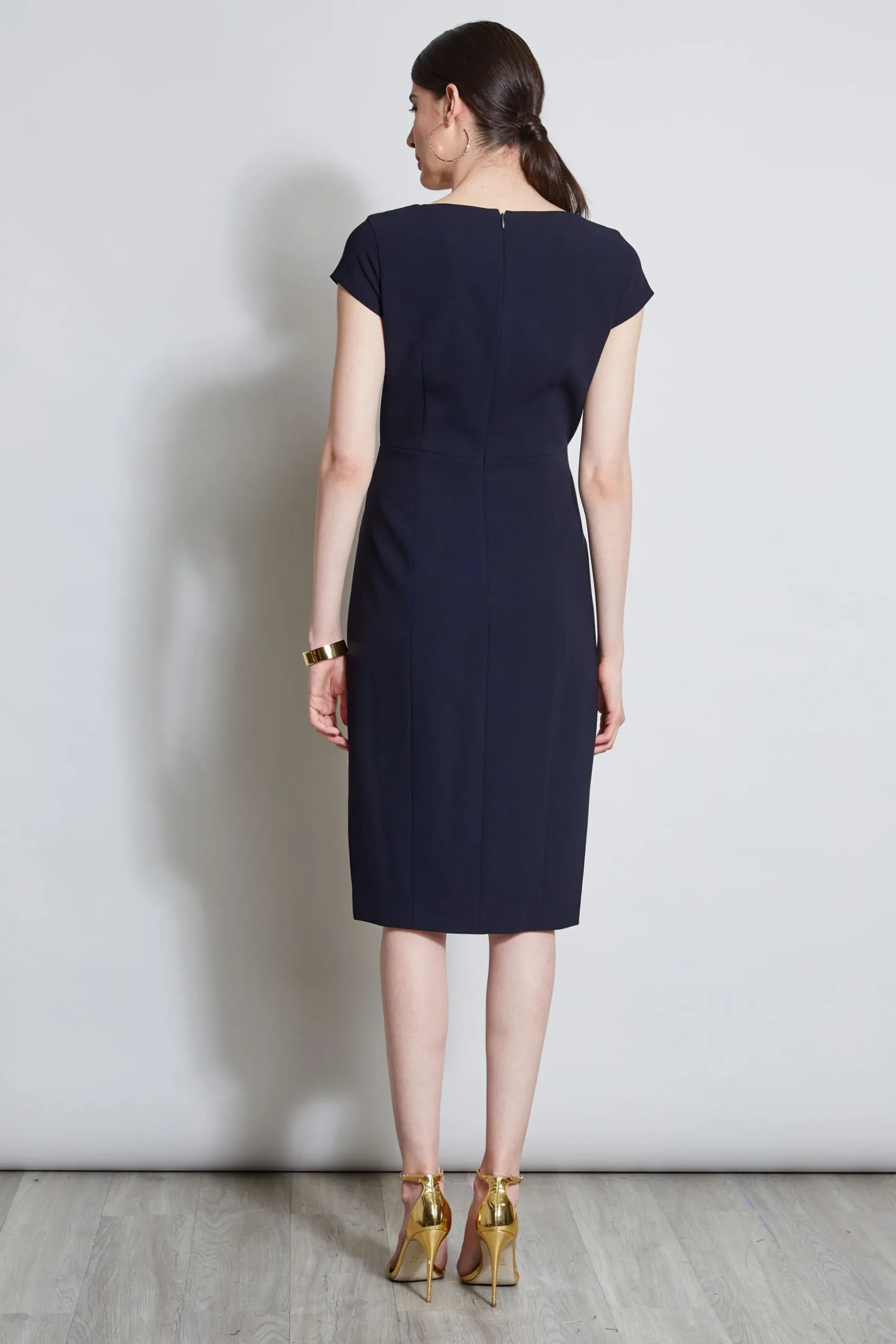 Elie Tahari Dresses & Jumpsuits|Short Sleeve Dresses-V-Neck Crepe Dress STARGAZER