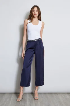 Elie Tahari Bottoms-Washed Satin Fluid Pant STARGAZER