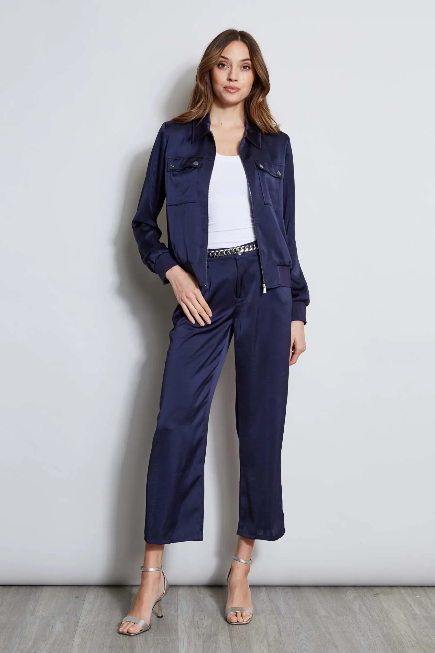 Elie Tahari Bottoms-Washed Satin Fluid Pant STARGAZER