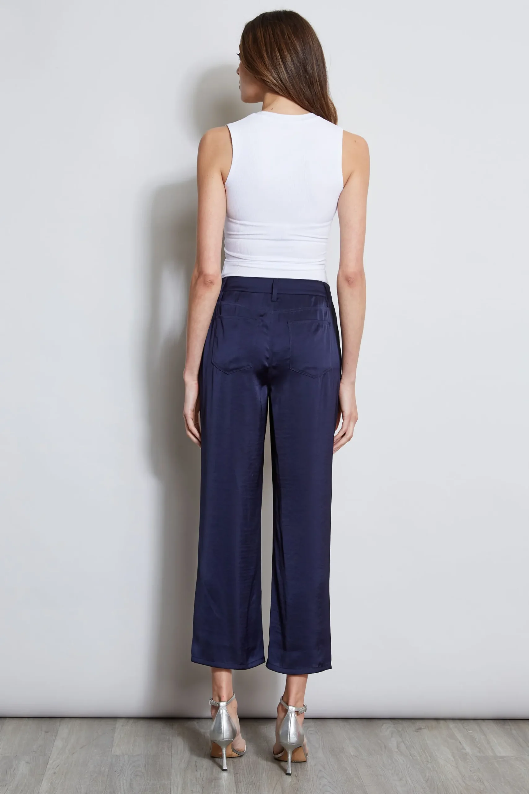 Elie Tahari Bottoms-Washed Satin Fluid Pant STARGAZER