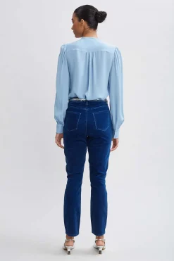 Elie Tahari Bottoms-Washed Velvet Slim Pant PARISBLUE