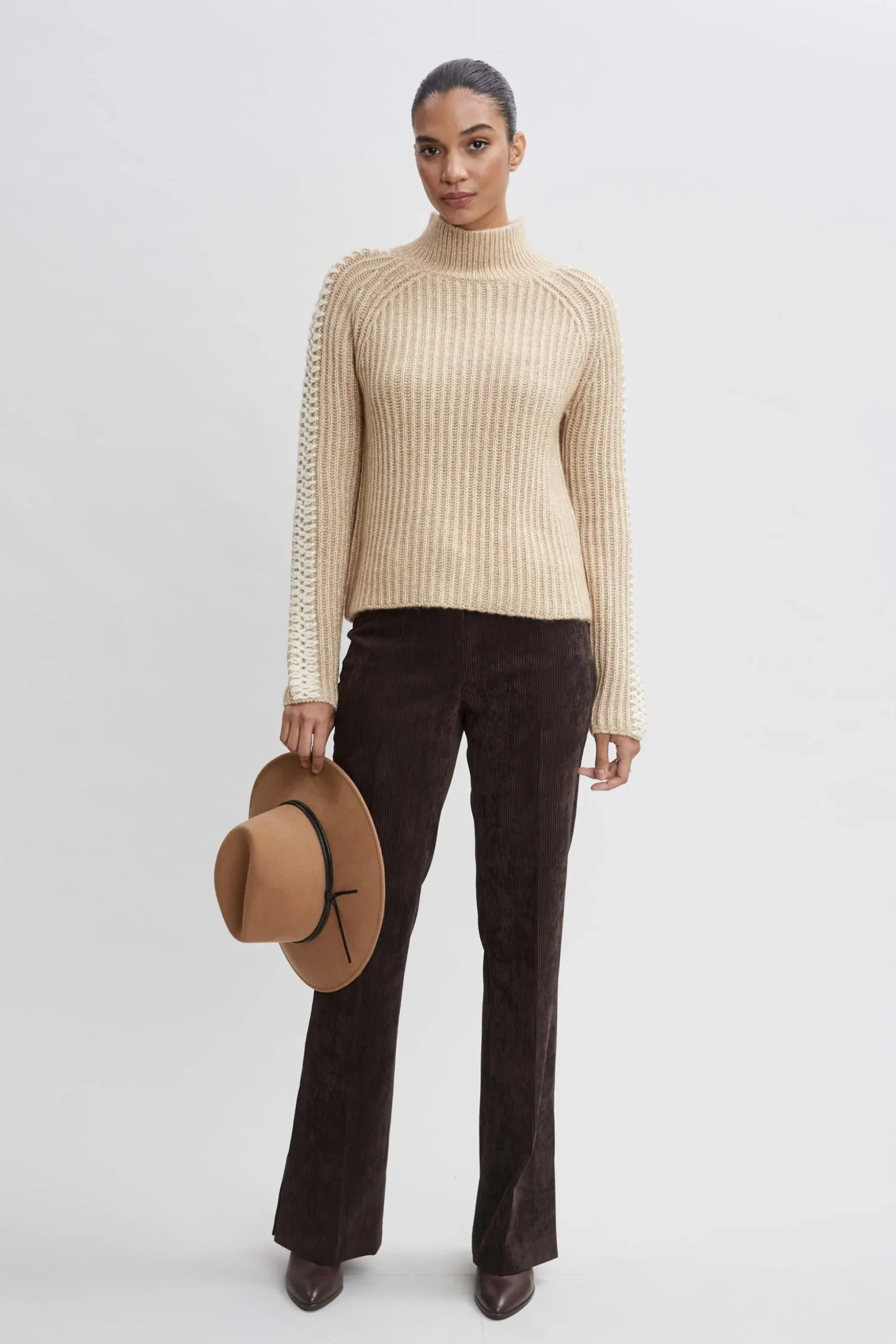 Elie Tahari Tops & Sweaters-Whipstitch Cotton Wool Sweater TOFFEEMELANGE