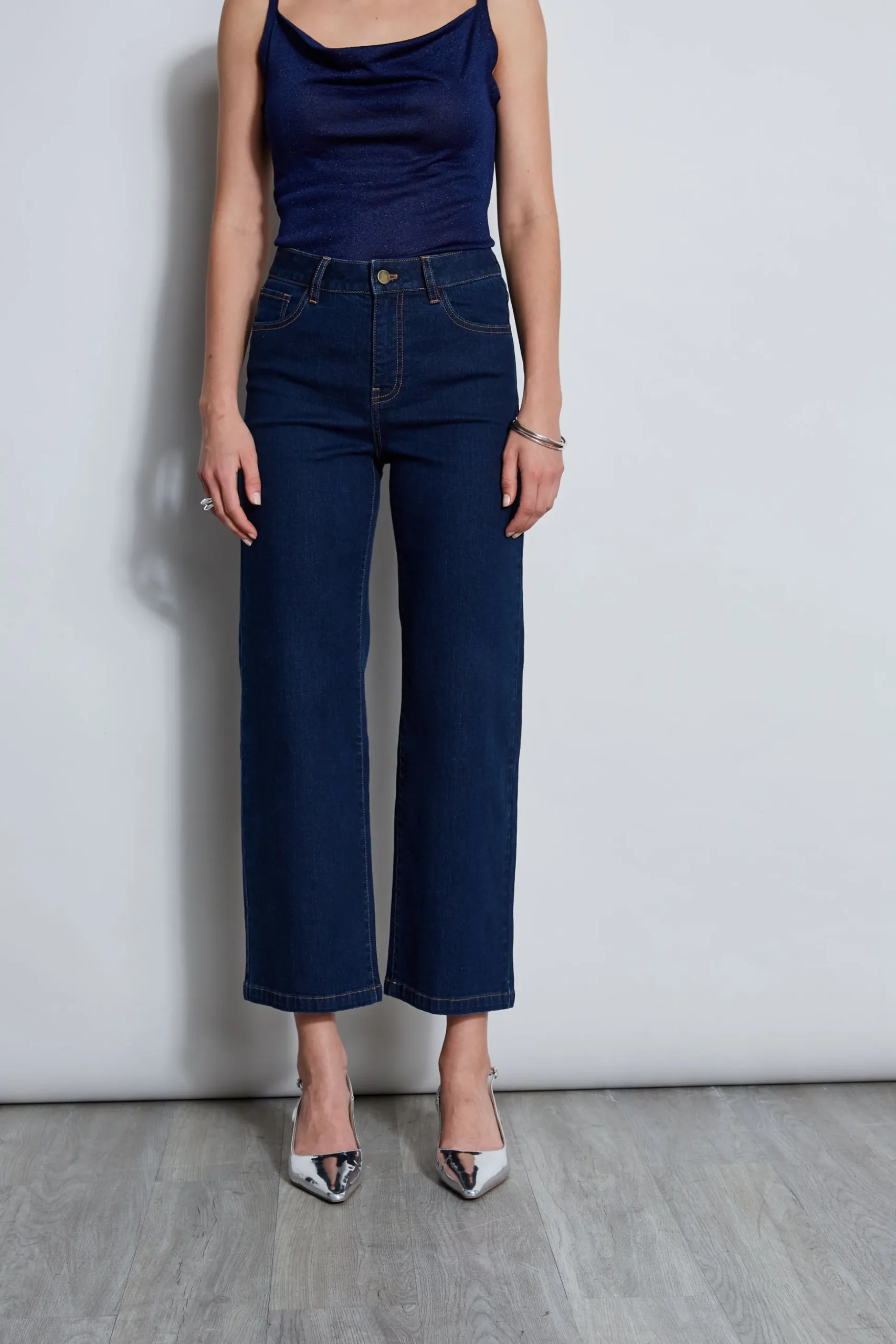 Elie Tahari Bottoms-Wide Leg Jean DARKWASH