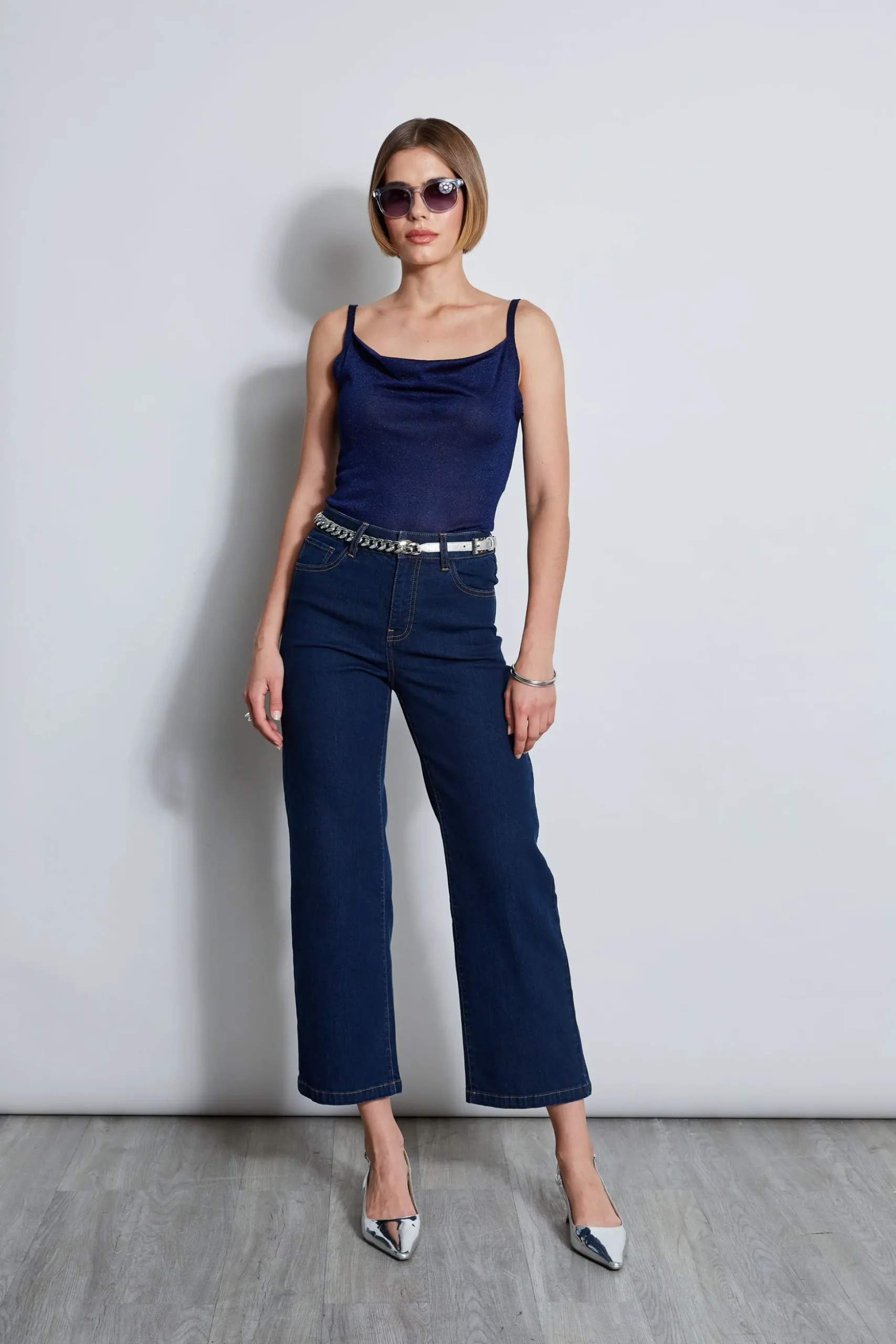 Elie Tahari Bottoms-Wide Leg Jean DARKWASH