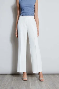 Elie Tahari Bottoms-Wide Leg Self-Belt Pant SkyWhite