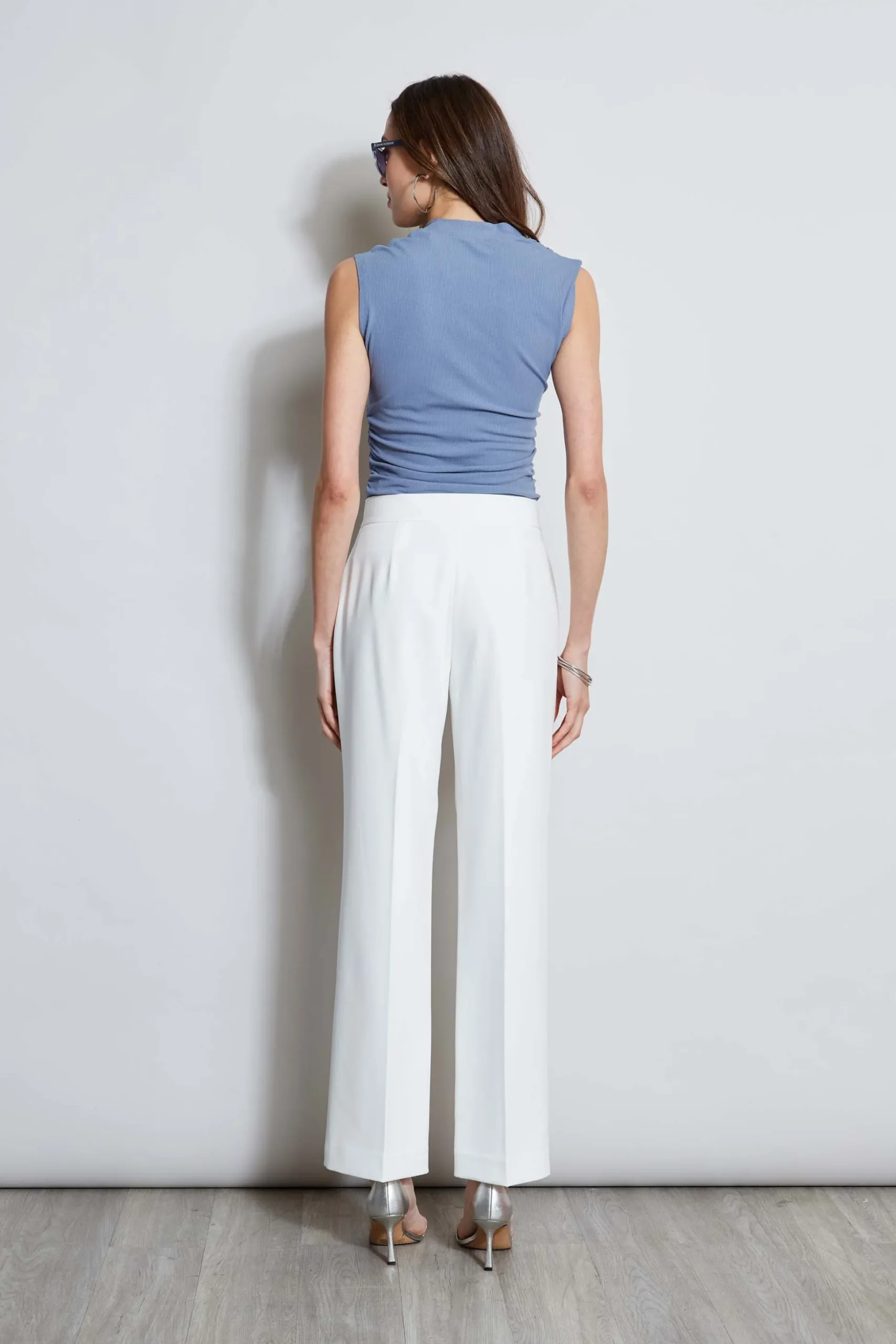 Elie Tahari Bottoms-Wide Leg Self-Belt Pant SkyWhite