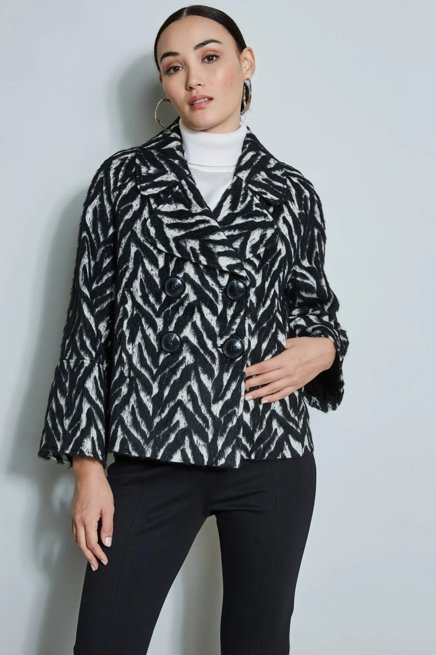 Elie Tahari Jackets & Blazers-Wool Jacquard Jacket BLACKMULTI