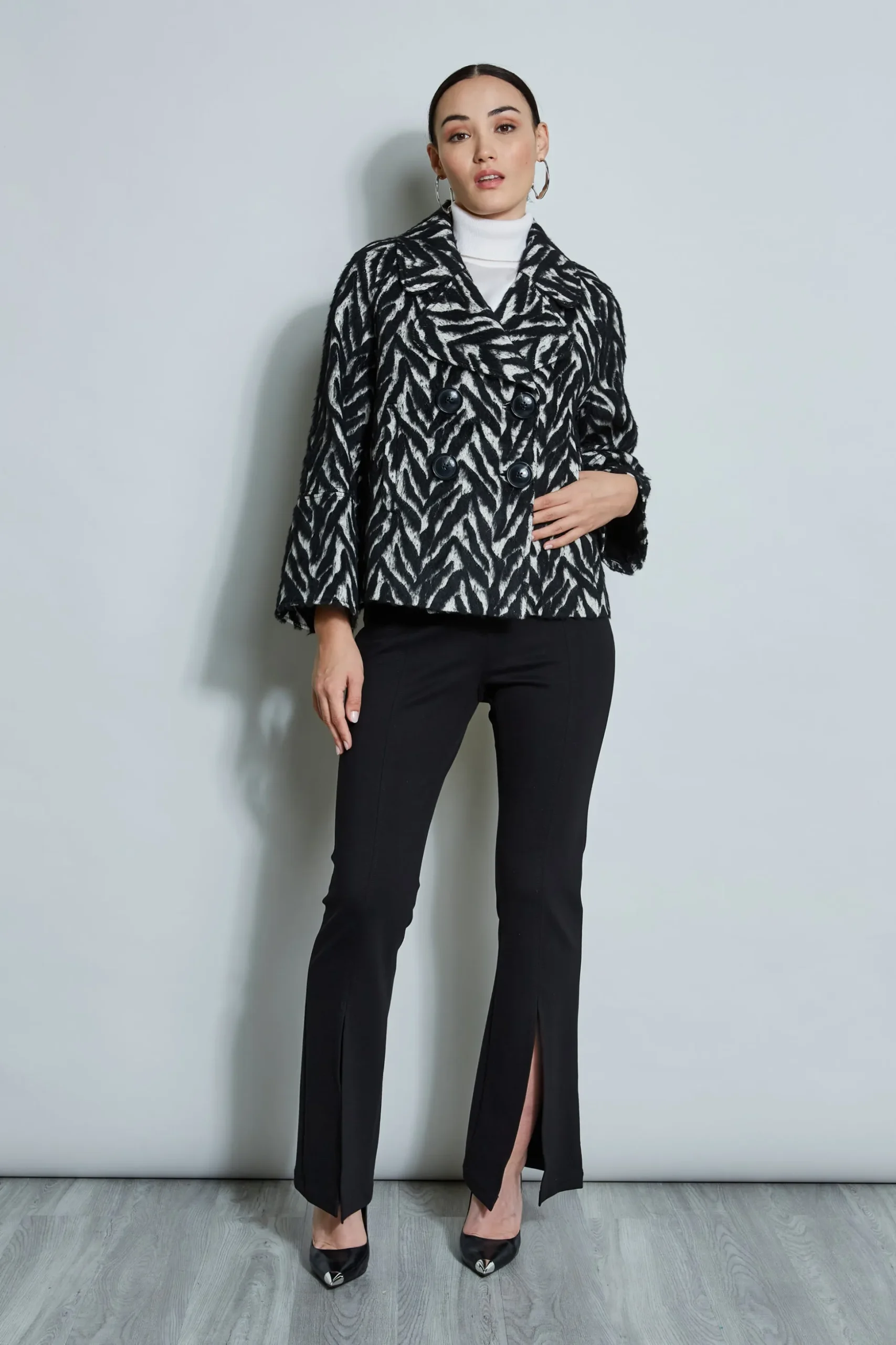 Elie Tahari Jackets & Blazers-Wool Jacquard Jacket BLACKMULTI